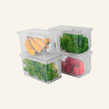 Sooyee Produce Saver Containers for Refrigerator with Drain Tray, 5L x 4 Stackable Fruit Storage Containers