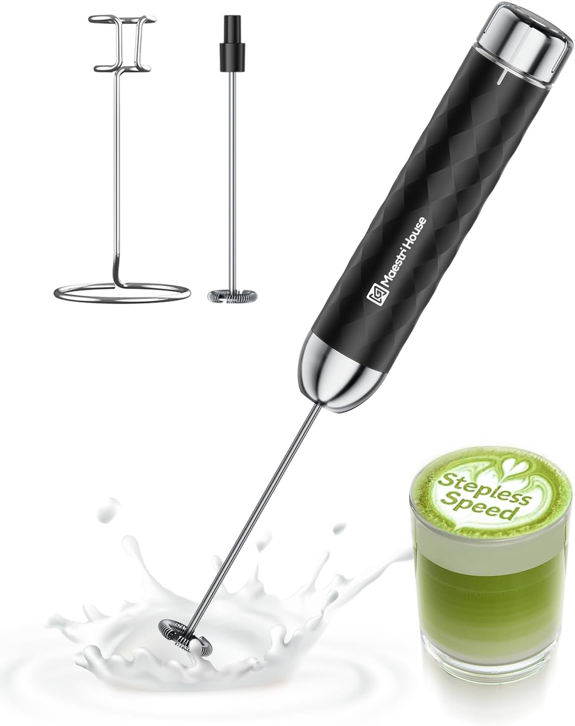 Rechargeable Milk Frother with Stepless Speed Control