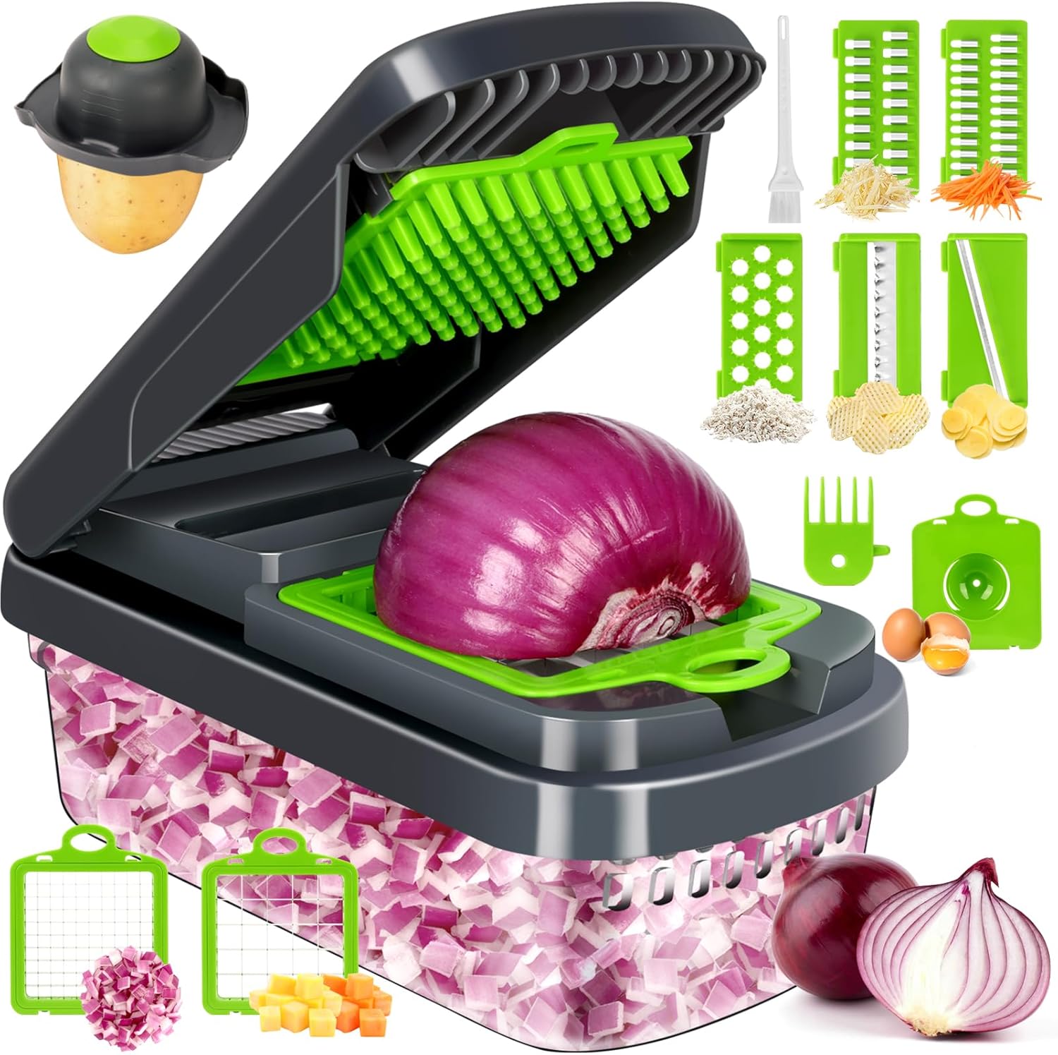 Professional Vegetable Chopper – 7-in-1 Multi-Cutter with Dishwasher-Safe Blades