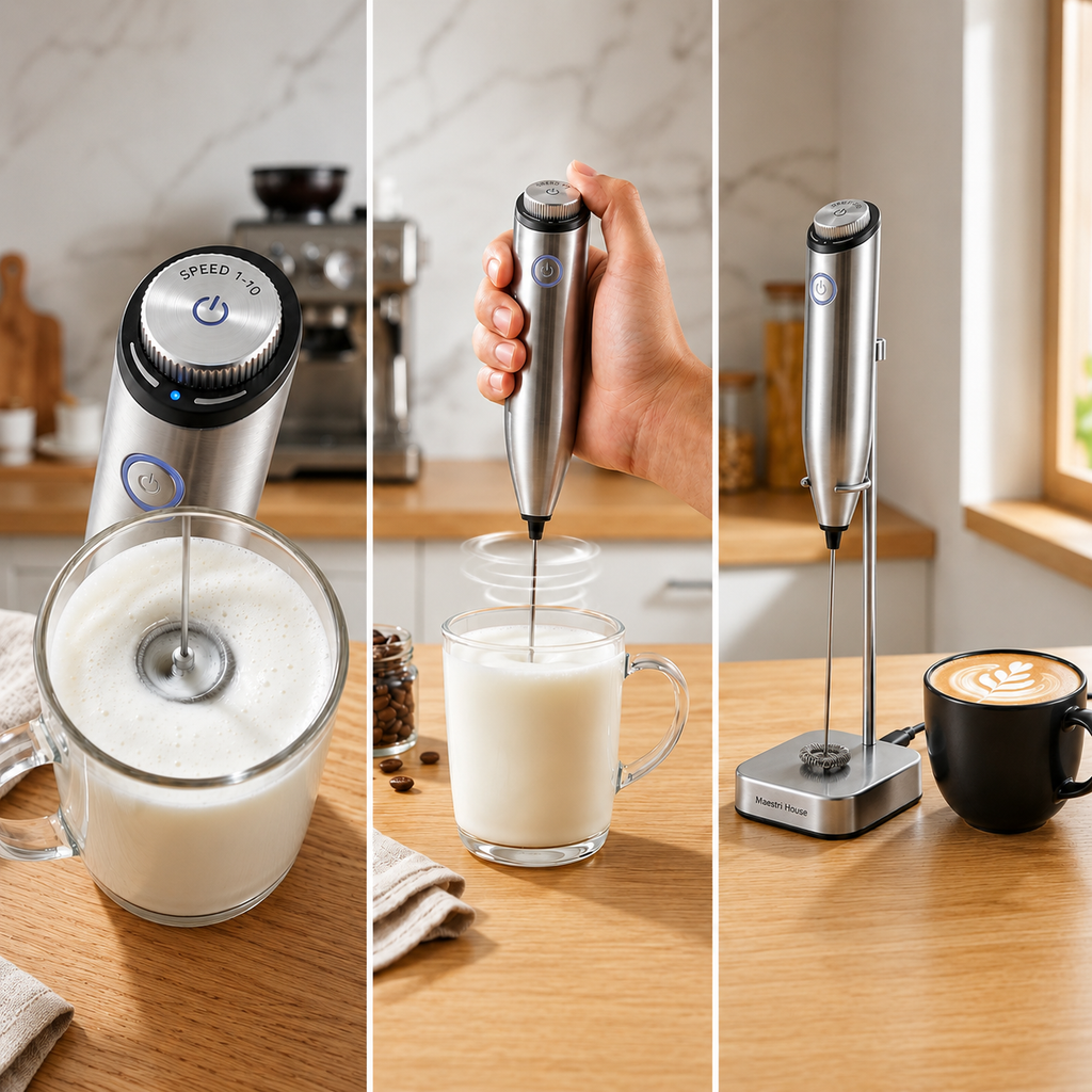 Rechargeable Milk Frother with Stepless Speed Control