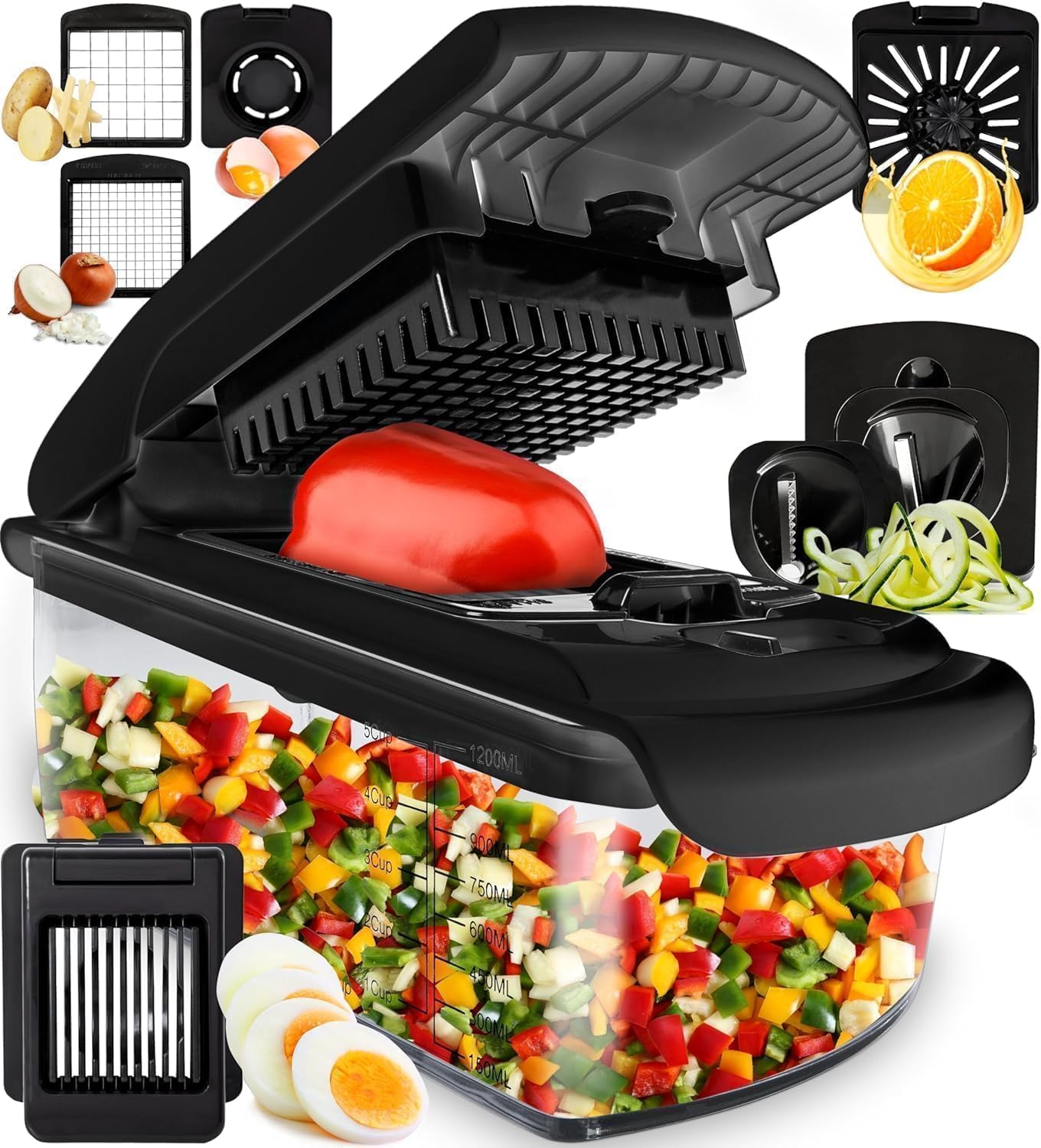 Professional Vegetable Chopper – 7-in-1 Multi-Cutter with Dishwasher-Safe Blades