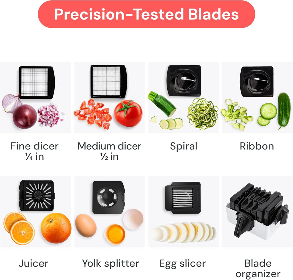Professional Vegetable Chopper – 7-in-1 Multi-Cutter with Dishwasher-Safe Blades