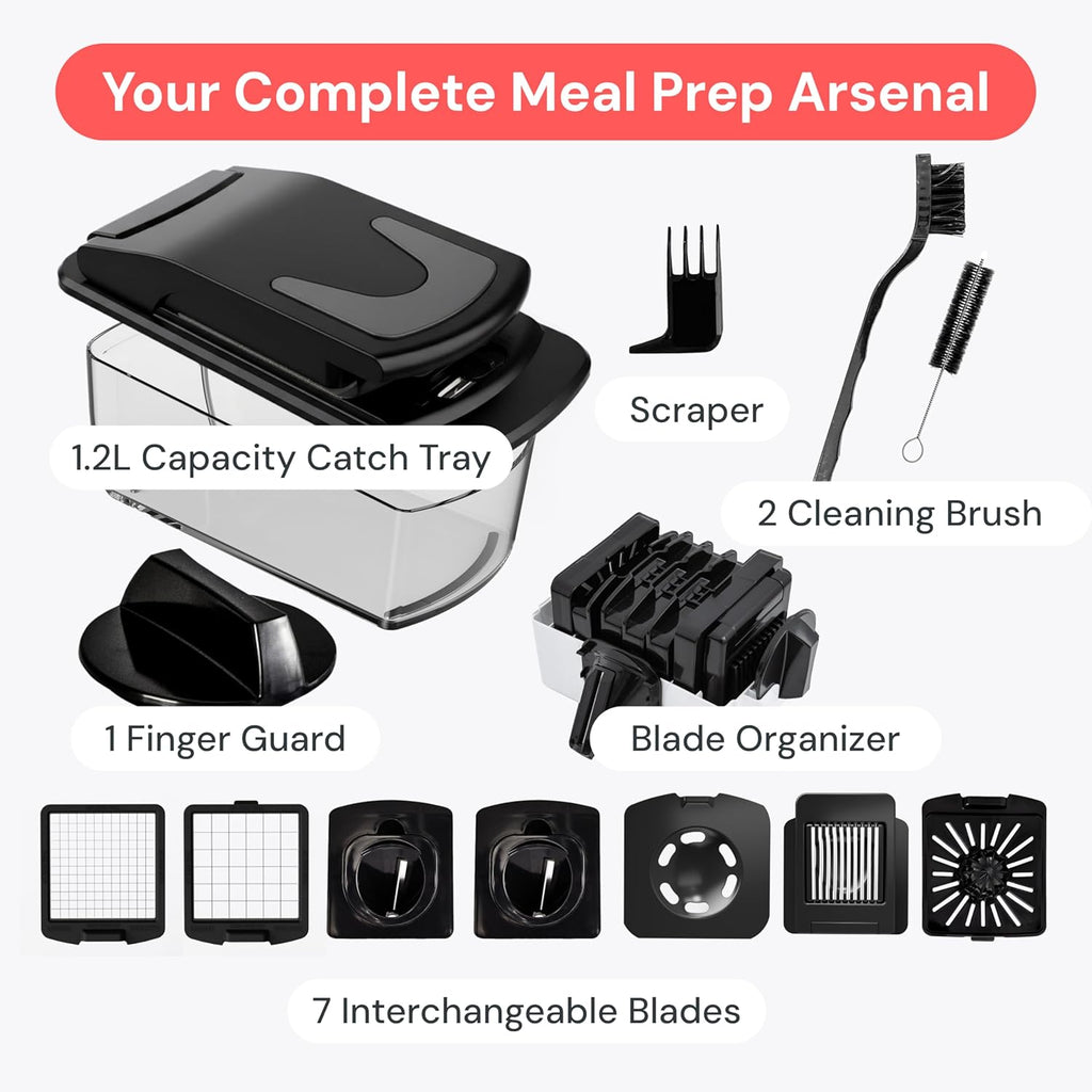 Professional Vegetable Chopper – 7-in-1 Multi-Cutter with Dishwasher-Safe Blades