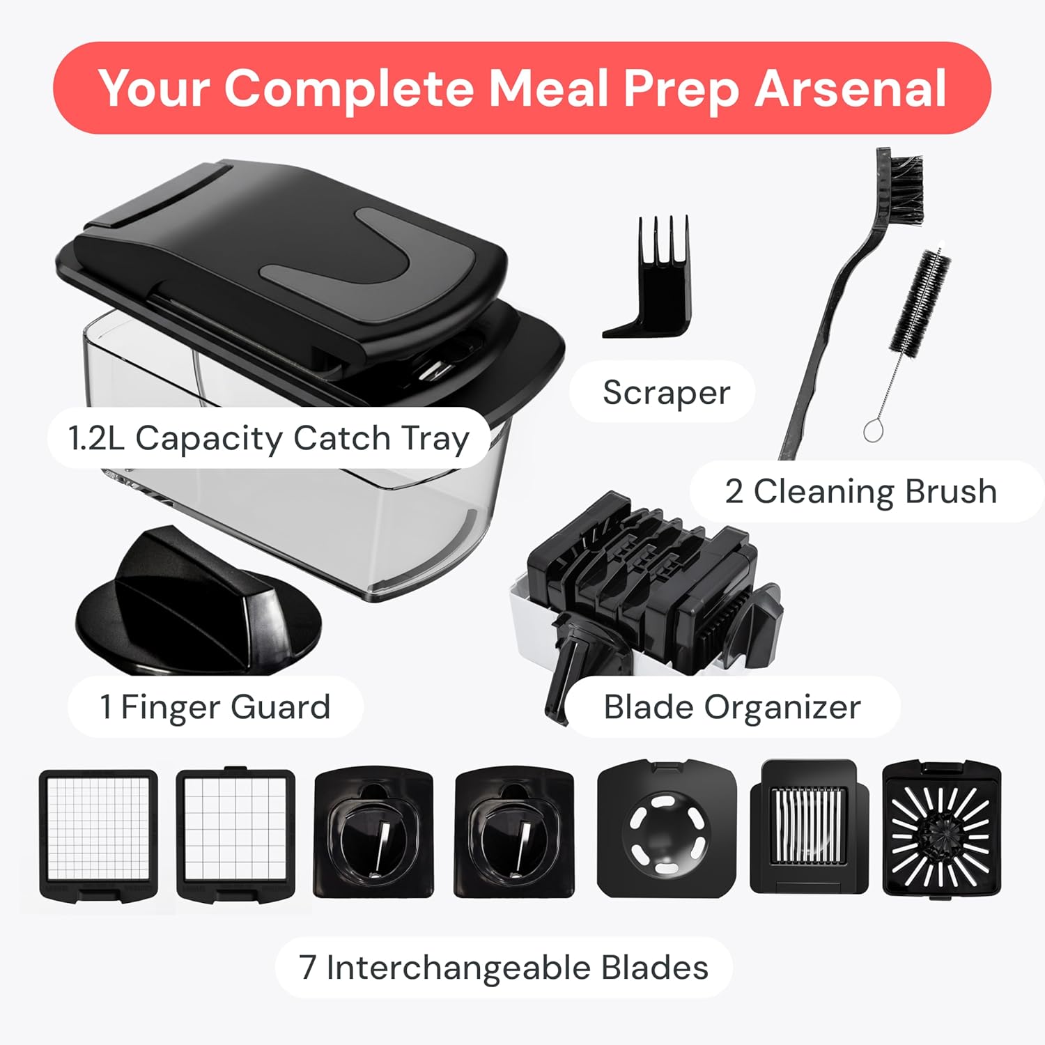 Professional Vegetable Chopper – 7-in-1 Multi-Cutter with Dishwasher-Safe Blades