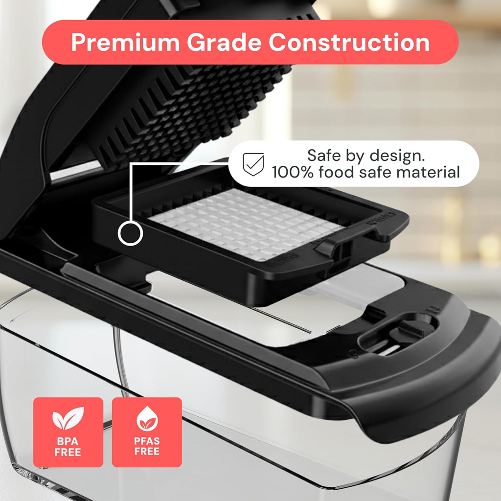 Professional Vegetable Chopper – 7-in-1 Multi-Cutter with Dishwasher-Safe Blades