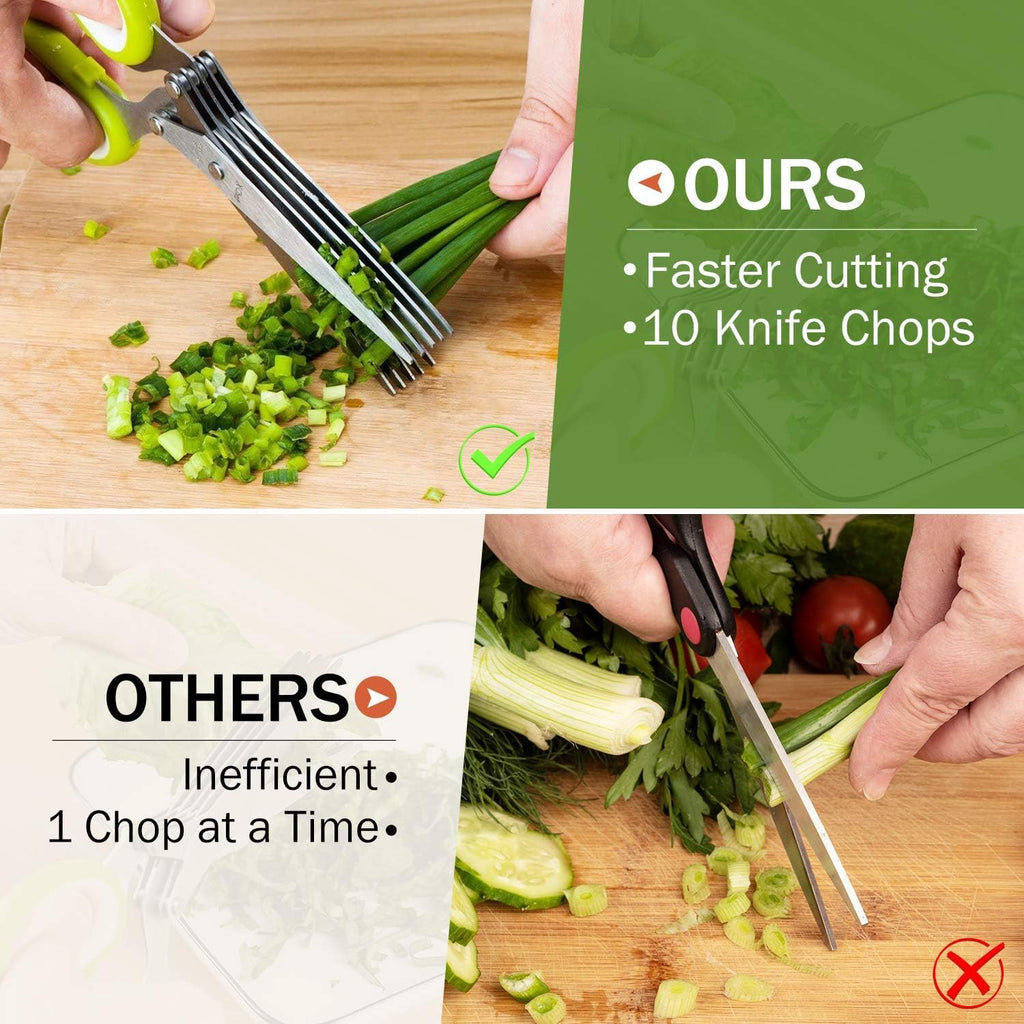 Herb Scissors, X-Chef Multipurpose 5 Blade Kitchen Herb Cutter