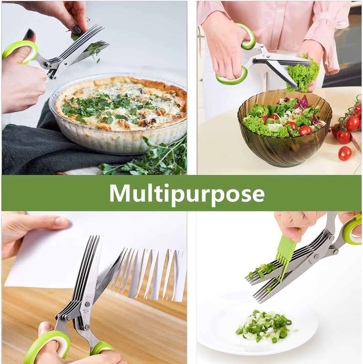 Herb Scissors, X-Chef Multipurpose 5 Blade Kitchen Herb Cutter