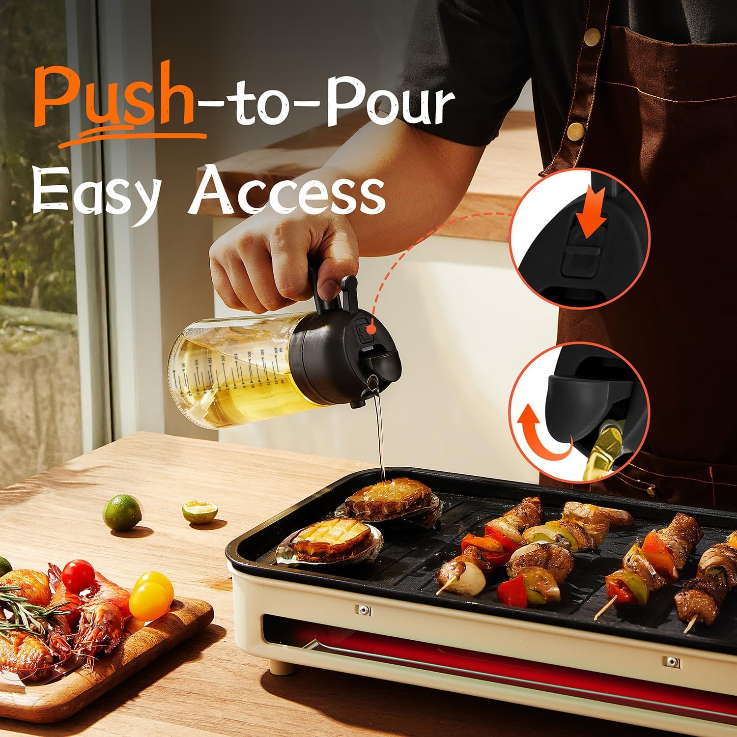 TrendPlain 16oz/470ml Glass Olive Oil Sprayer for Cooking – 2 in 1 Olive Oil Dispenser Bottle