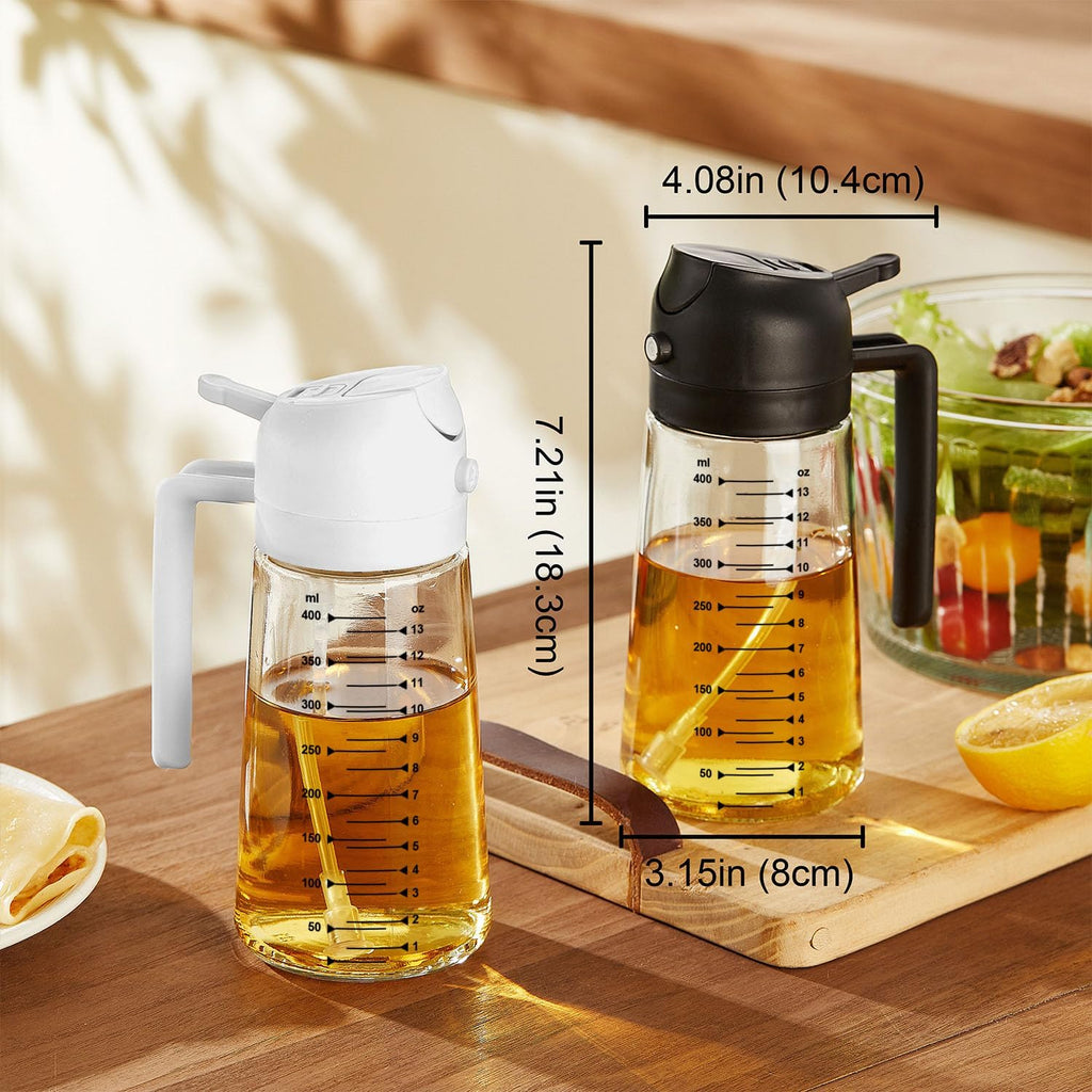 TrendPlain 16oz/470ml Glass Olive Oil Sprayer for Cooking – 2 in 1 Olive Oil Dispenser Bottle