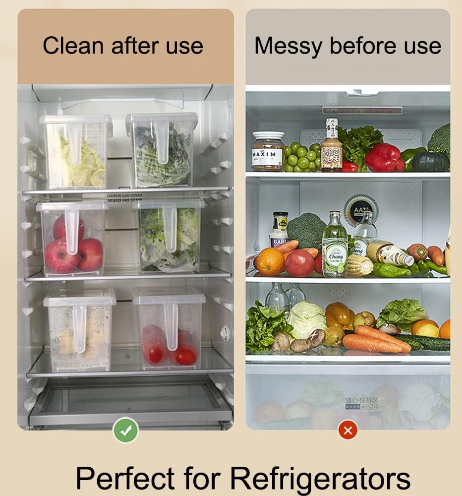 Sooyee Produce Saver Containers for Refrigerator with Drain Tray, 5L x 4 Stackable Fruit Storage Containers