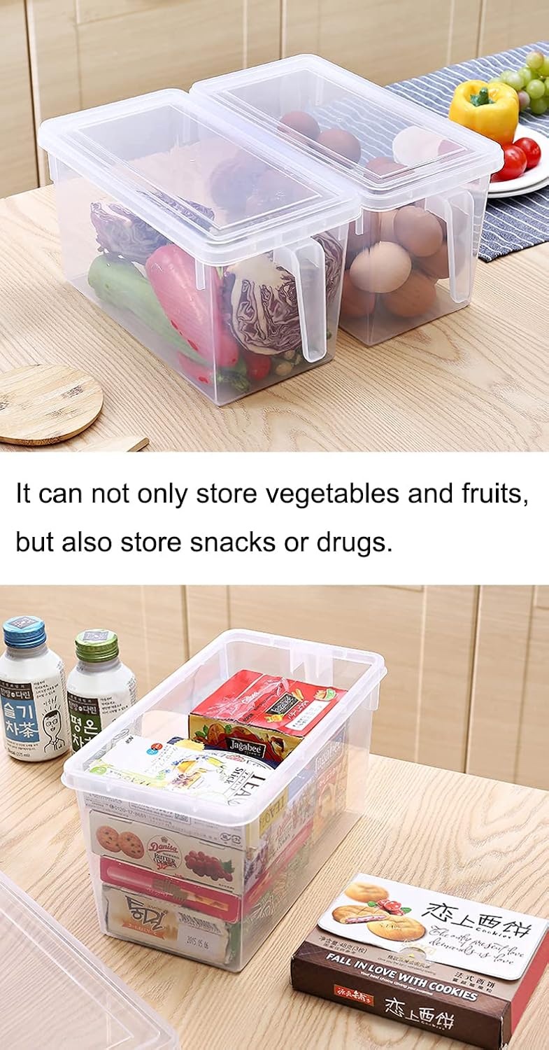 Sooyee Produce Saver Containers for Refrigerator with Drain Tray, 5L x 4 Stackable Fruit Storage Containers