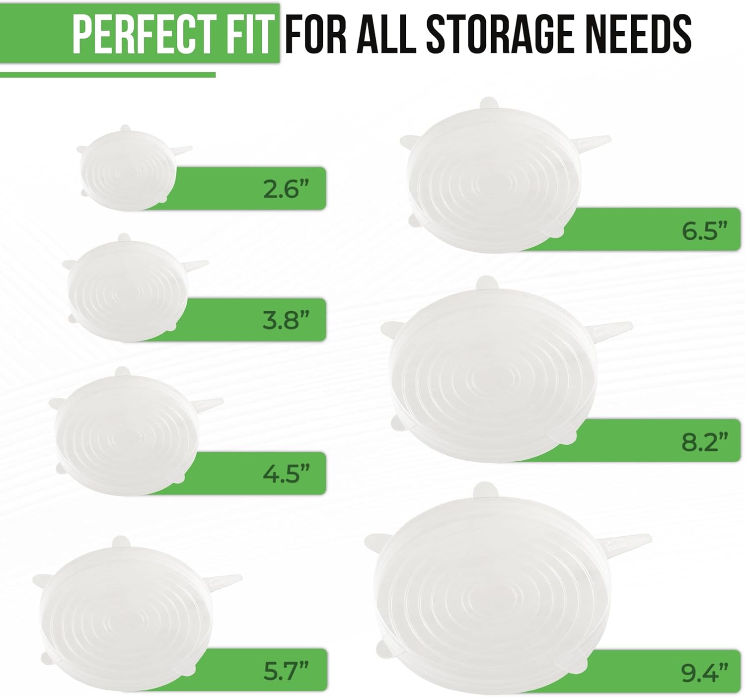 Reusable Silicone Stretch Lids for Food Storage in Fridge